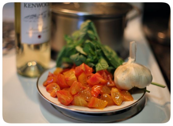 Tomatoes, Garlic, Basil, Wine