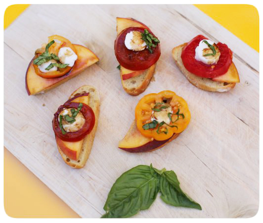 Tomato Peach Crostinis
